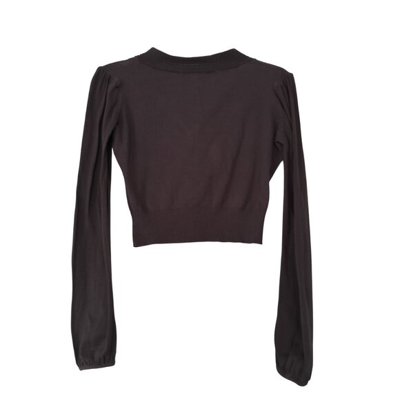 URBAN BEHAVIOR Sweater Cropped Long sleeve Juniors Size Med Brown Button Front - Picture 2 of 8